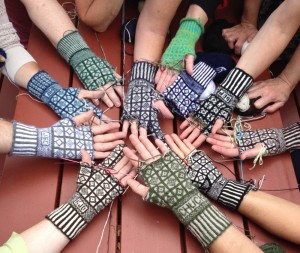 Gloves under construction at a Beth Brown-Reinsel retreat, 2014. (Photo: Beth Brown-Reinsel)