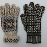 Shetland glove with Sanquhar glove, backs. (Photo: Angharad Thomas)